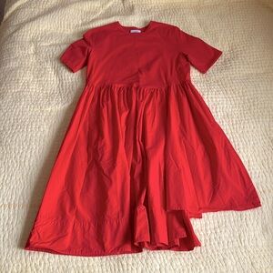 Cos Red Dress with Asymmetrical Hem